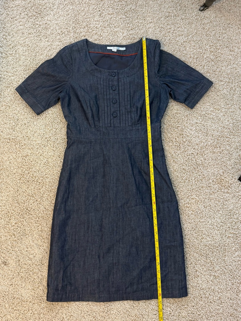 Boden Denim-Blue Short Sleeve Midi Sheath Dress size 2 - Picture 2 of 9
